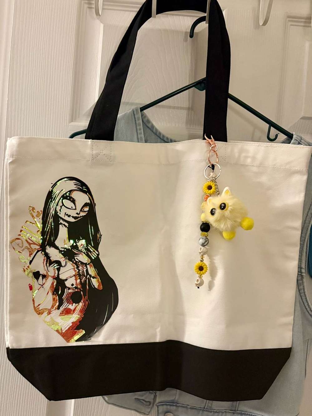 Tim burtons the nightmare before Christmas Sally xl tote bag skull bag charm